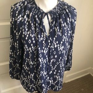 Lucky Brand Blue White Ladies Top.  Size L